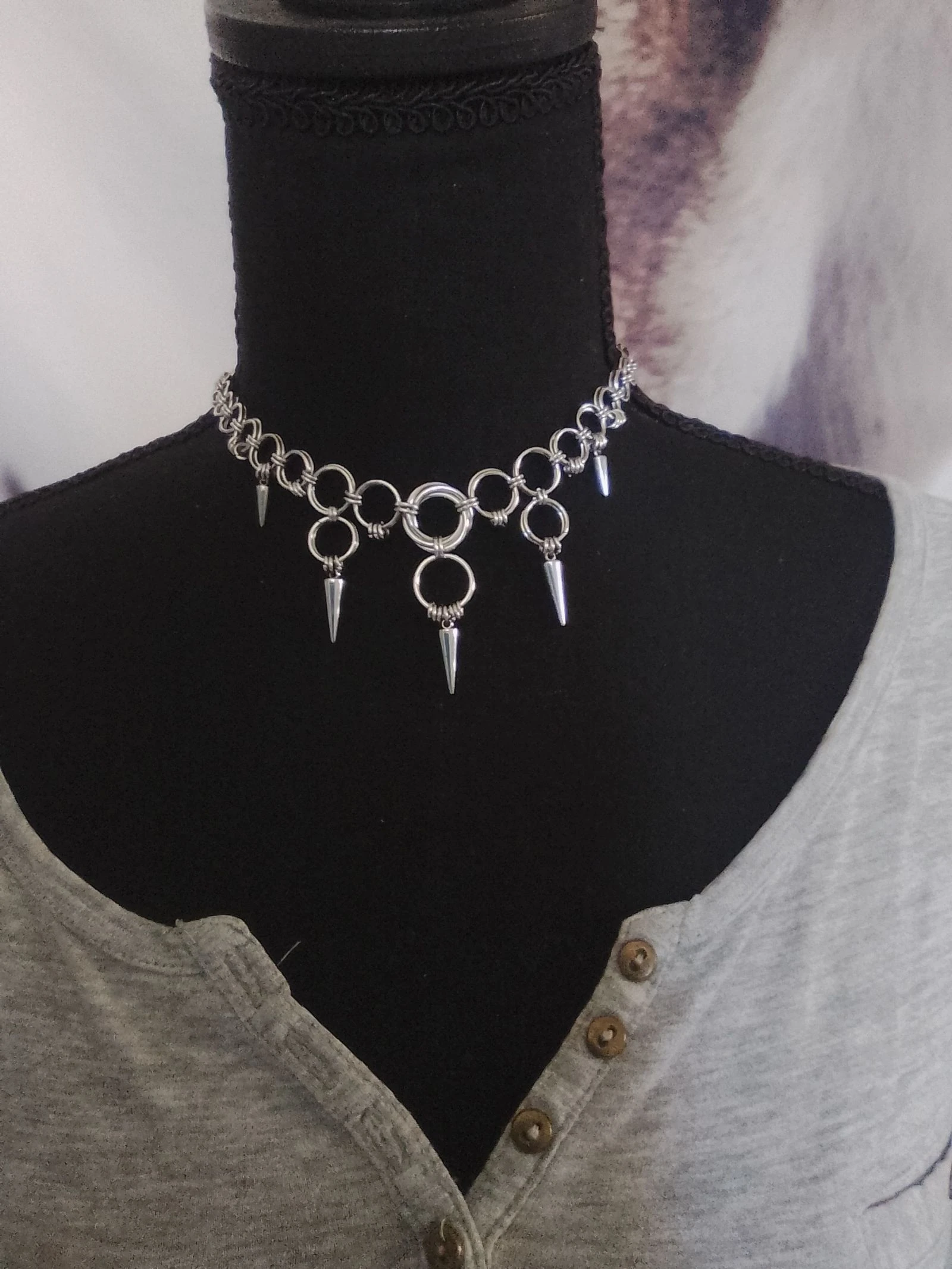 Collier choker décolleté chainmail japonais Style gothique unisexe 